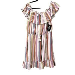 Target Art Class Multi Color Striped Ruffled Summer Dress Kids Girls XL